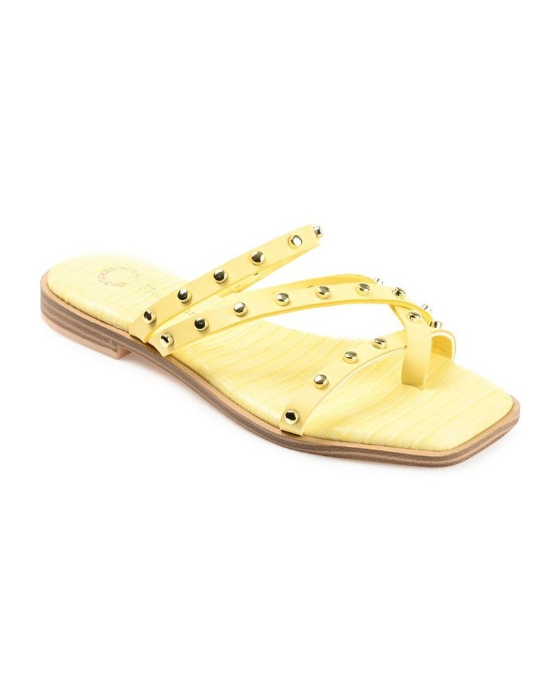 Women's Fanny Studded Sandals Yellow $43.00 Shoes