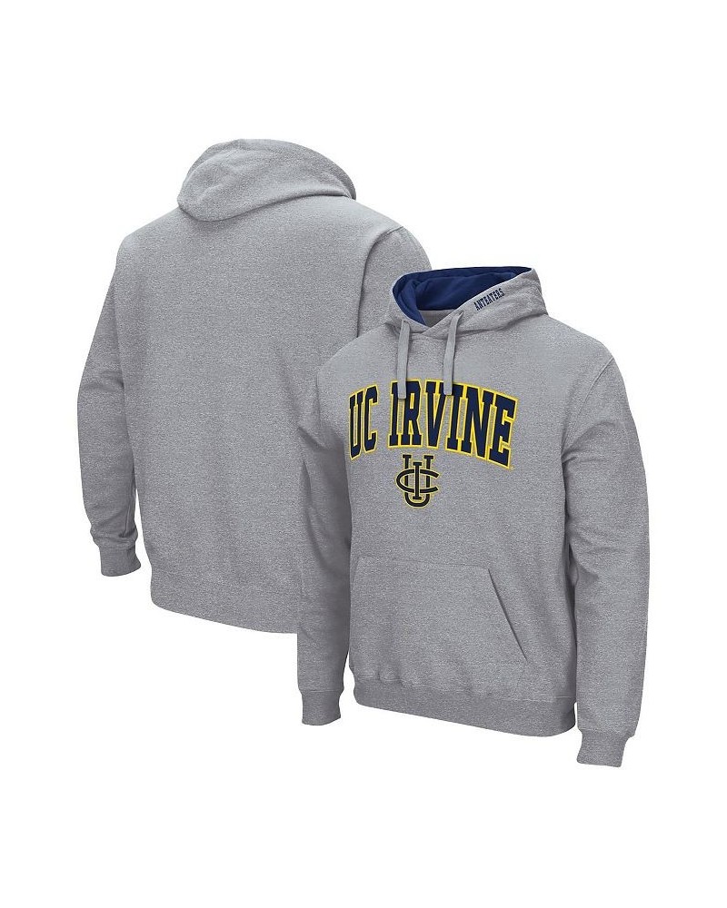 Men's Heathered Gray UC Irvine Anteaters Arch and Logo Pullover Hoodie $18.49 Sweatshirt