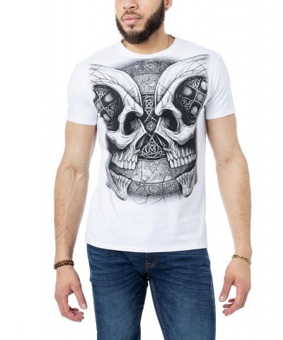 Men's Celtic Knot Skull Rhinestone T-shirt White $23.85 T-Shirts