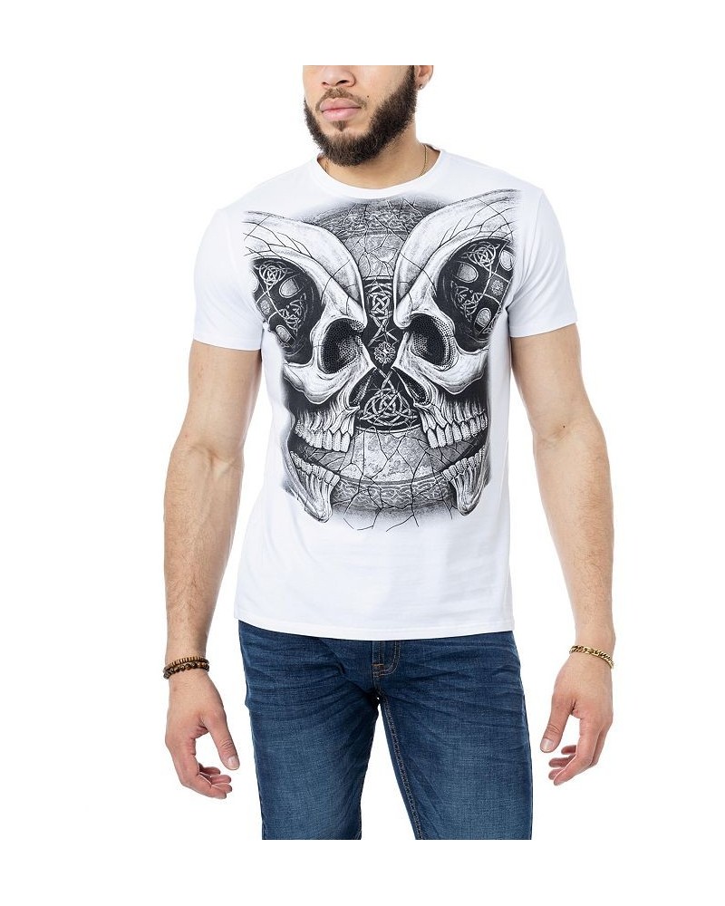 Men's Celtic Knot Skull Rhinestone T-shirt White $23.85 T-Shirts