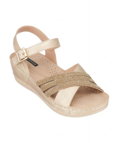 Women's Lorraine Wedge Sandals Yellow $41.25 Shoes