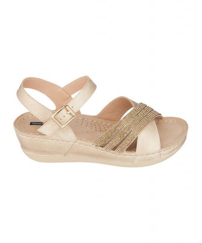 Women's Lorraine Wedge Sandals Yellow $41.25 Shoes