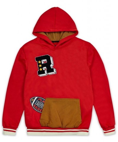 Men's Play Hard Pullover Hoodie Red $26.46 Sweatshirt