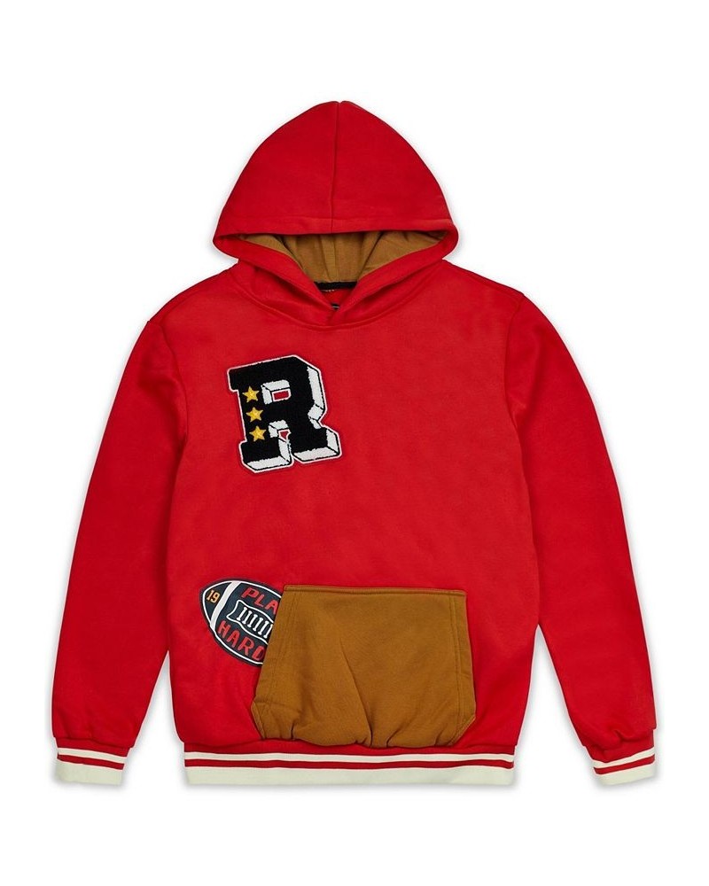 Men's Play Hard Pullover Hoodie Red $26.46 Sweatshirt