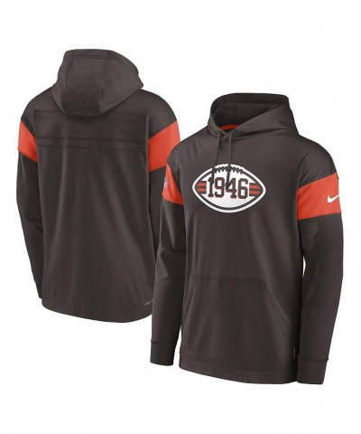 Men's Brown Cleveland Browns Sideline Arch Jersey Performance Pullover Hoodie $41.80 Sweatshirt