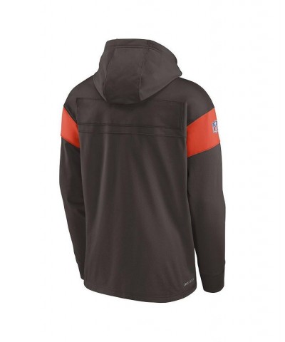 Men's Brown Cleveland Browns Sideline Arch Jersey Performance Pullover Hoodie $41.80 Sweatshirt