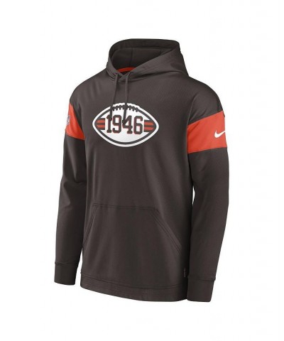 Men's Brown Cleveland Browns Sideline Arch Jersey Performance Pullover Hoodie $41.80 Sweatshirt