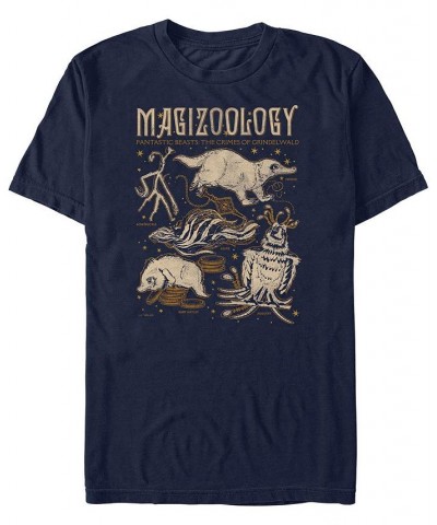 Men's Fantastic Beasts Magizoology Textbook Short Sleeve T-shirt Blue $17.15 T-Shirts