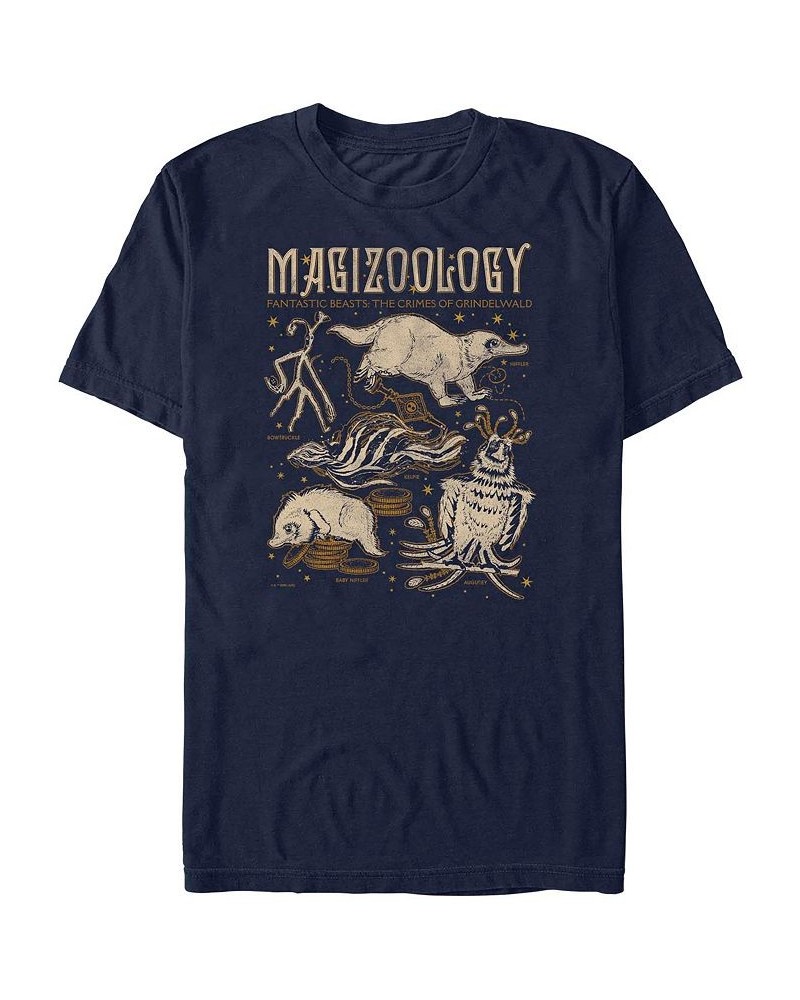 Men's Fantastic Beasts Magizoology Textbook Short Sleeve T-shirt Blue $17.15 T-Shirts