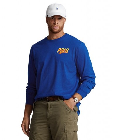 Men's Big & Tall Stacked-Logo Jersey Long-Sleeve T-Shirt Blue $38.25 T-Shirts