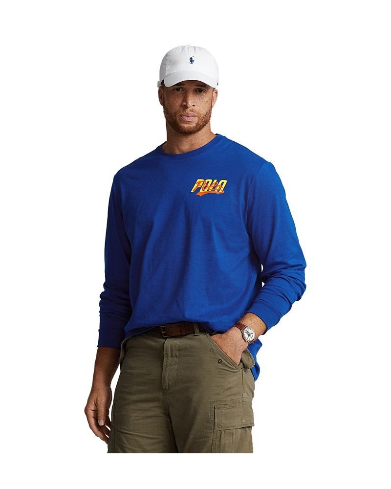 Men's Big & Tall Stacked-Logo Jersey Long-Sleeve T-Shirt Blue $38.25 T-Shirts