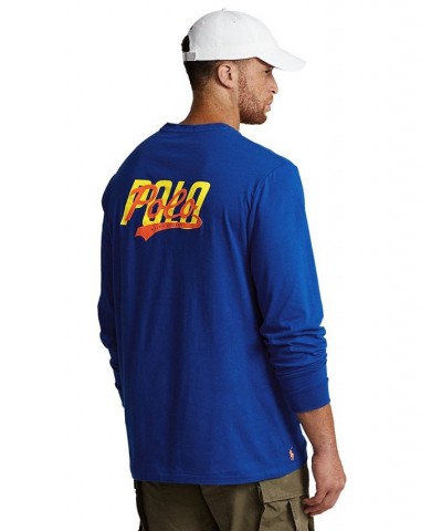 Men's Big & Tall Stacked-Logo Jersey Long-Sleeve T-Shirt Blue $38.25 T-Shirts