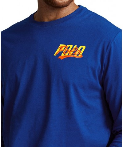 Men's Big & Tall Stacked-Logo Jersey Long-Sleeve T-Shirt Blue $38.25 T-Shirts