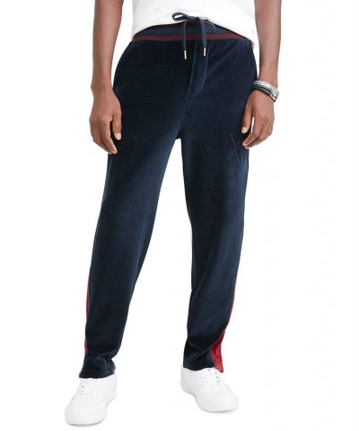 Men's Monogrammed Velour Track Pants Blue $42.94 Pants