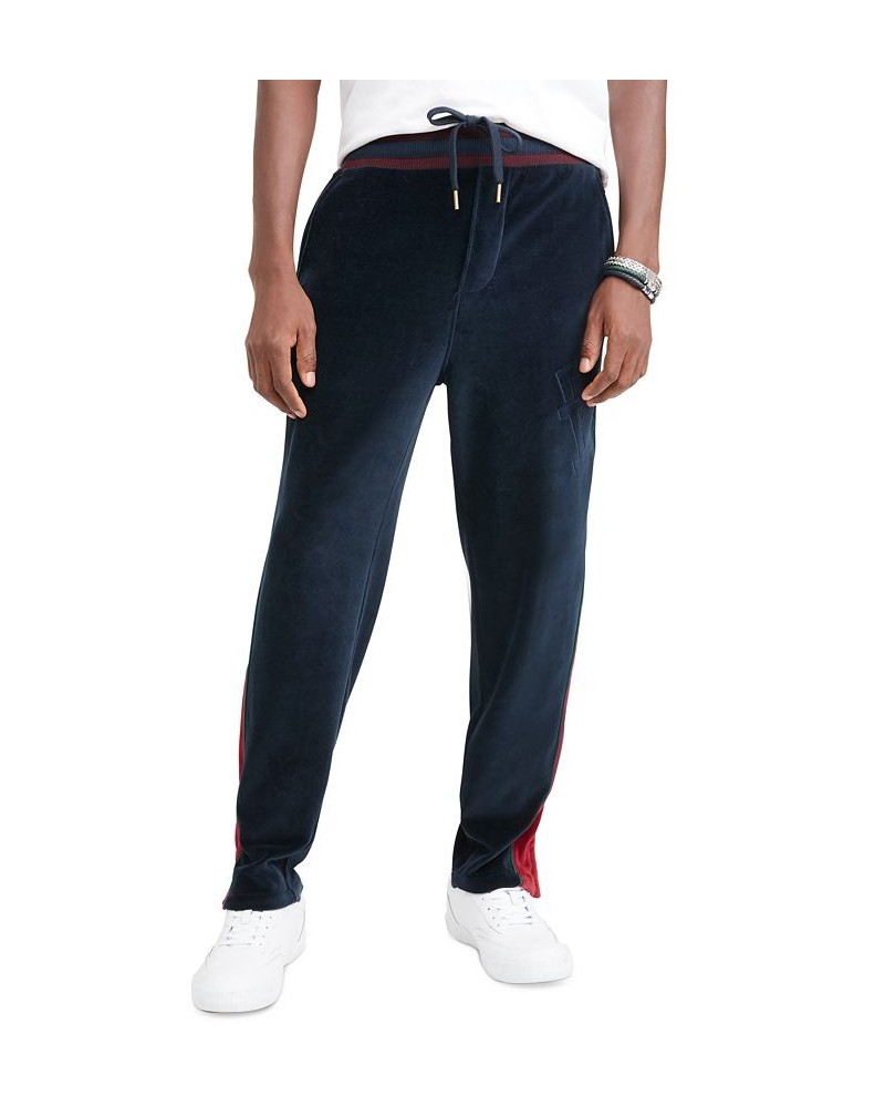 Men's Monogrammed Velour Track Pants Blue $42.94 Pants