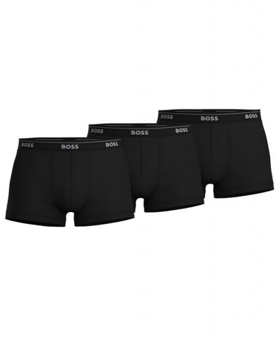 Men's Classic 3-Pk. Tipped Logo Waistband Cotton Trunks Black $28.08 Underwear