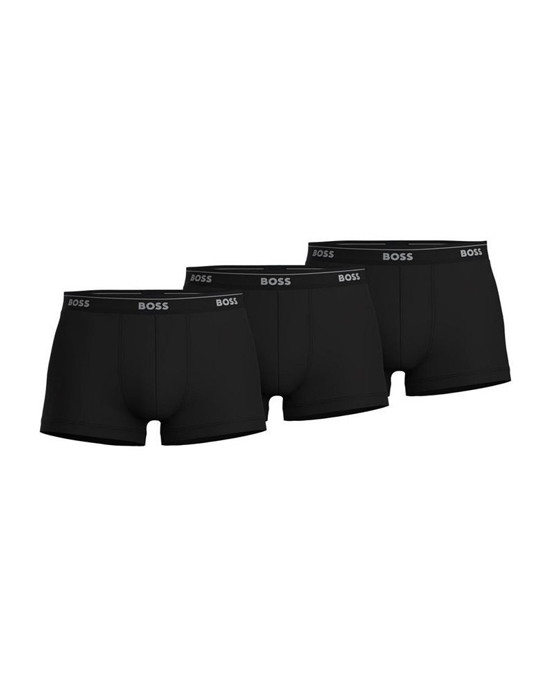 Men's Classic 3-Pk. Tipped Logo Waistband Cotton Trunks Black $28.08 Underwear