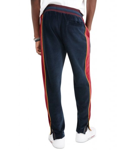 Men's Monogrammed Velour Track Pants Blue $42.94 Pants