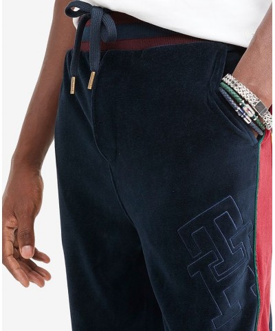 Men's Monogrammed Velour Track Pants Blue $42.94 Pants