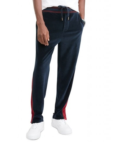 Men's Monogrammed Velour Track Pants Blue $42.94 Pants