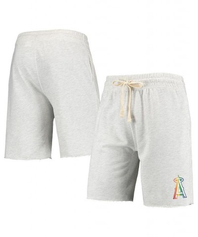 Men's Oatmeal Los Angeles Angels Mainstream Logo Terry Tri-Blend Shorts $28.59 Shorts