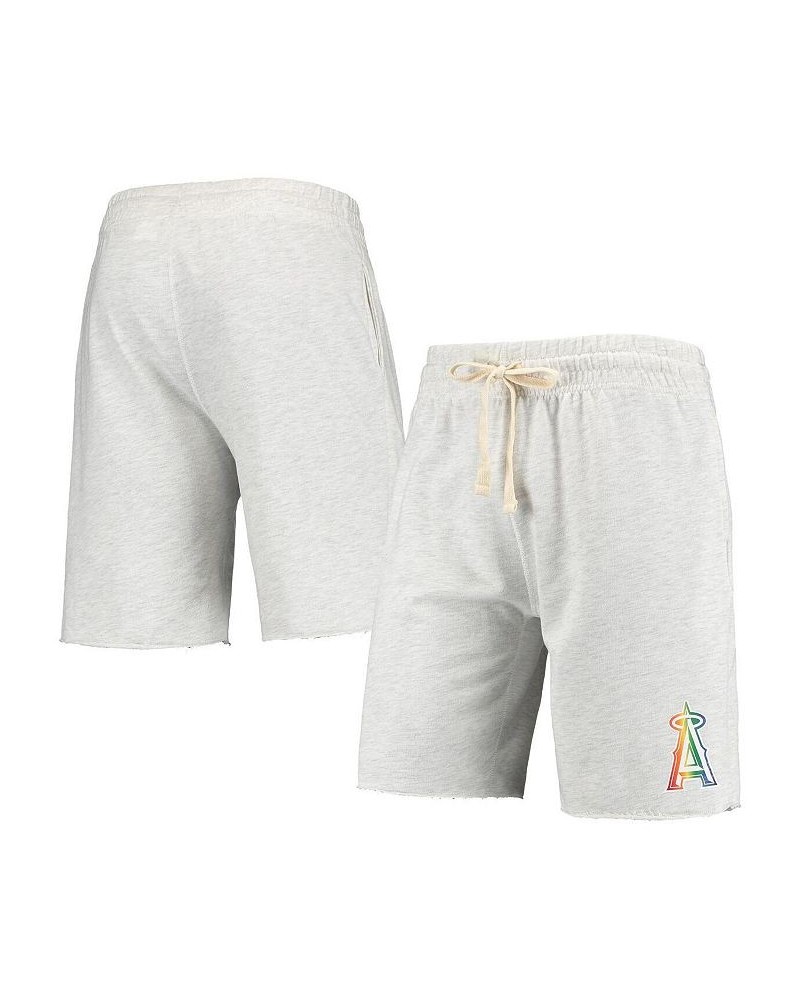 Men's Oatmeal Los Angeles Angels Mainstream Logo Terry Tri-Blend Shorts $28.59 Shorts