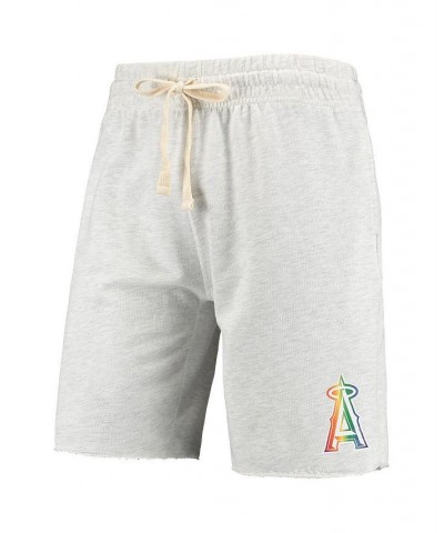 Men's Oatmeal Los Angeles Angels Mainstream Logo Terry Tri-Blend Shorts $28.59 Shorts