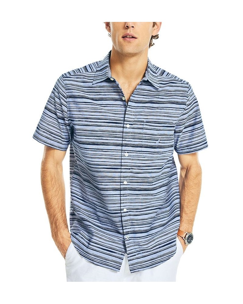 Men's Classic-Fit Short-Sleeve Striped Shirt Blue $28.95 Shirts