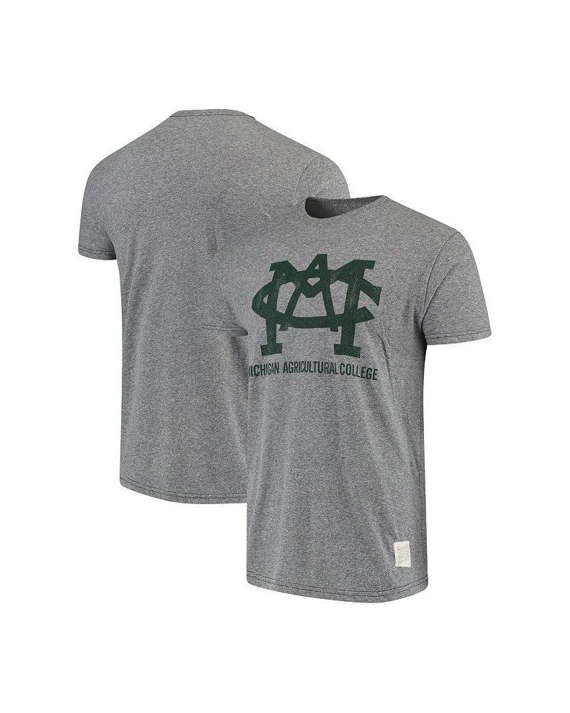 Men's Heathered Gray Michigan State Spartans Michigan Agricultural College Tri-Blend Vintage-Like T-shirt $26.99 T-Shirts