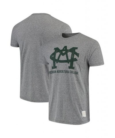 Men's Heathered Gray Michigan State Spartans Michigan Agricultural College Tri-Blend Vintage-Like T-shirt $26.99 T-Shirts