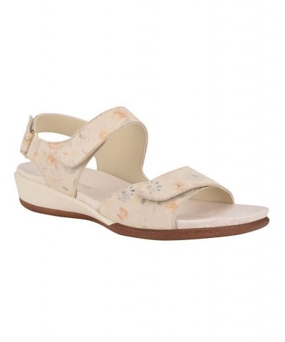 Women's Hartwell Square Toe Casual Flat Sandals Ivory/Cream $39.16 Shoes