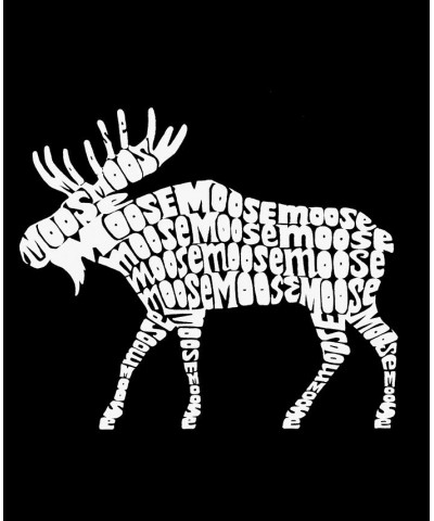 Men's Word Art Crewneck Moose Sweatshirt Black $23.00 Sweatshirt