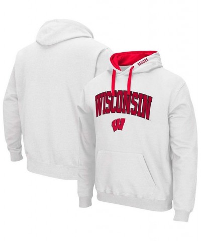 Men's White Wisconsin Badgers Arch Logo 2.0 Pullover Hoodie $26.99 Sweatshirt