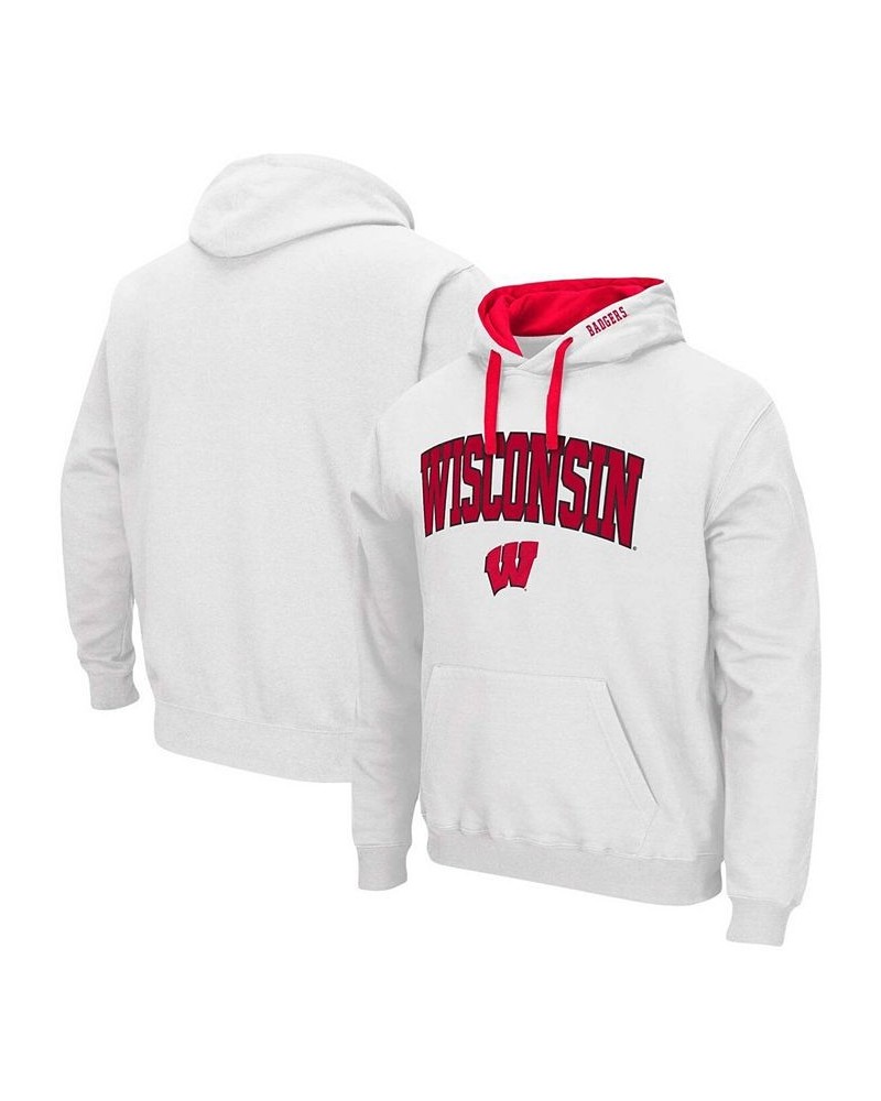 Men's White Wisconsin Badgers Arch Logo 2.0 Pullover Hoodie $26.99 Sweatshirt