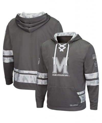 Men's Gray Maryland Terrapins OHT Military-Inspired Appreciation Lace-Up Pullover Hoodie $32.80 Sweatshirt