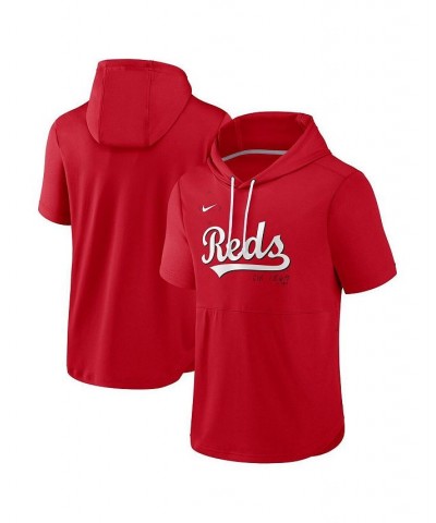 Men's Red Cincinnati Reds Springer Short Sleeve Team Pullover Hoodie $29.40 Sweatshirt