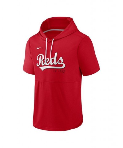 Men's Red Cincinnati Reds Springer Short Sleeve Team Pullover Hoodie $29.40 Sweatshirt