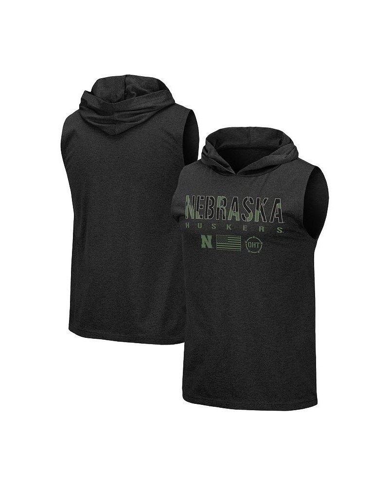 Men's Black Nebraska Huskers OHT Military-Inspired Appreciation Camo Logo Hoodie Sleeveless T-shirt $25.64 T-Shirts