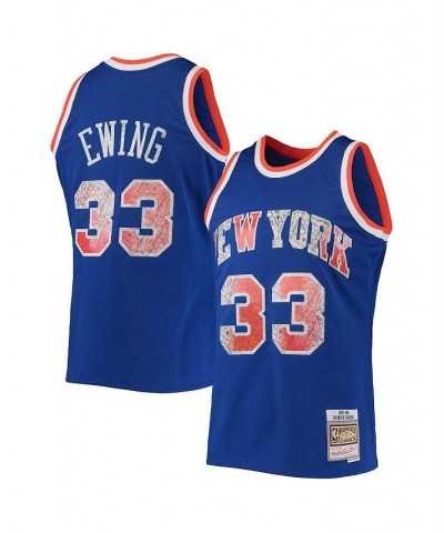 Men's Patrick Ewing Blue New York Knicks 1991-92 Hardwood Classics 75th Anniversary Diamond Swingman Jersey $68.80 Jersey