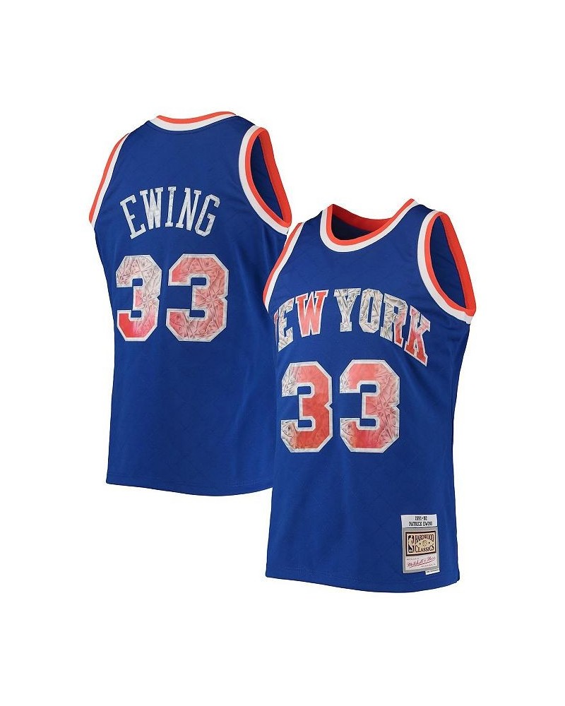 Men's Patrick Ewing Blue New York Knicks 1991-92 Hardwood Classics 75th Anniversary Diamond Swingman Jersey $68.80 Jersey