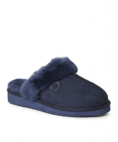 Women's Sydney Shearling Scuff Slippers Blue $40.80 Shoes