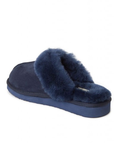 Women's Sydney Shearling Scuff Slippers Blue $40.80 Shoes