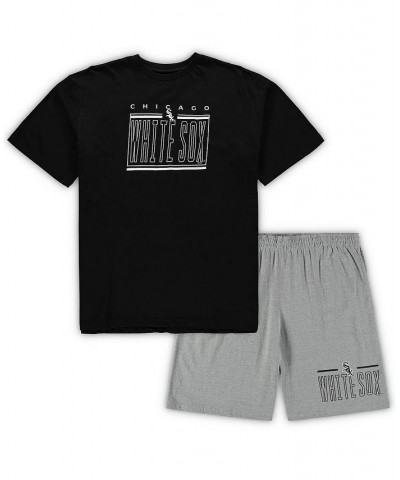 Men's Black, Heathered Gray Chicago White Sox Big and Tall T-shirt and Shorts Sleep Set $42.39 Pajama