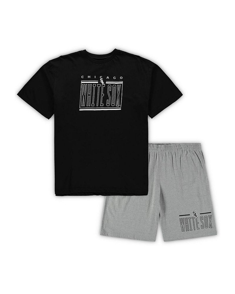 Men's Black, Heathered Gray Chicago White Sox Big and Tall T-shirt and Shorts Sleep Set $42.39 Pajama