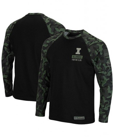 Men's Black Illinois Fighting Illini OHT Military-Inspired Appreciation Camo Raglan Long Sleeve T-shirt $24.00 T-Shirts