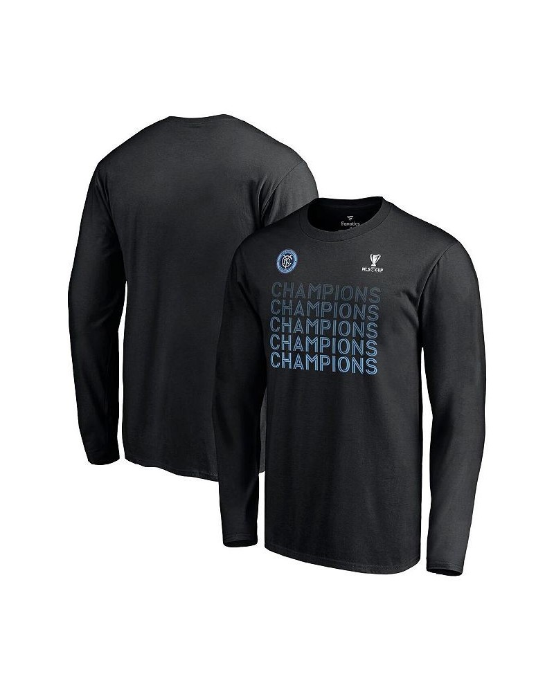 Men's Branded Black New York City FC 2021 MLS Cup Champions Standard Long Sleeve T-shirt $17.20 T-Shirts