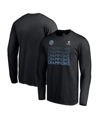 Men's Branded Black New York City FC 2021 MLS Cup Champions Standard Long Sleeve T-shirt $17.20 T-Shirts