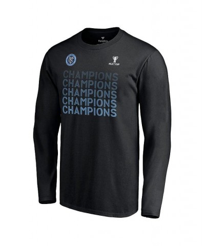 Men's Branded Black New York City FC 2021 MLS Cup Champions Standard Long Sleeve T-shirt $17.20 T-Shirts