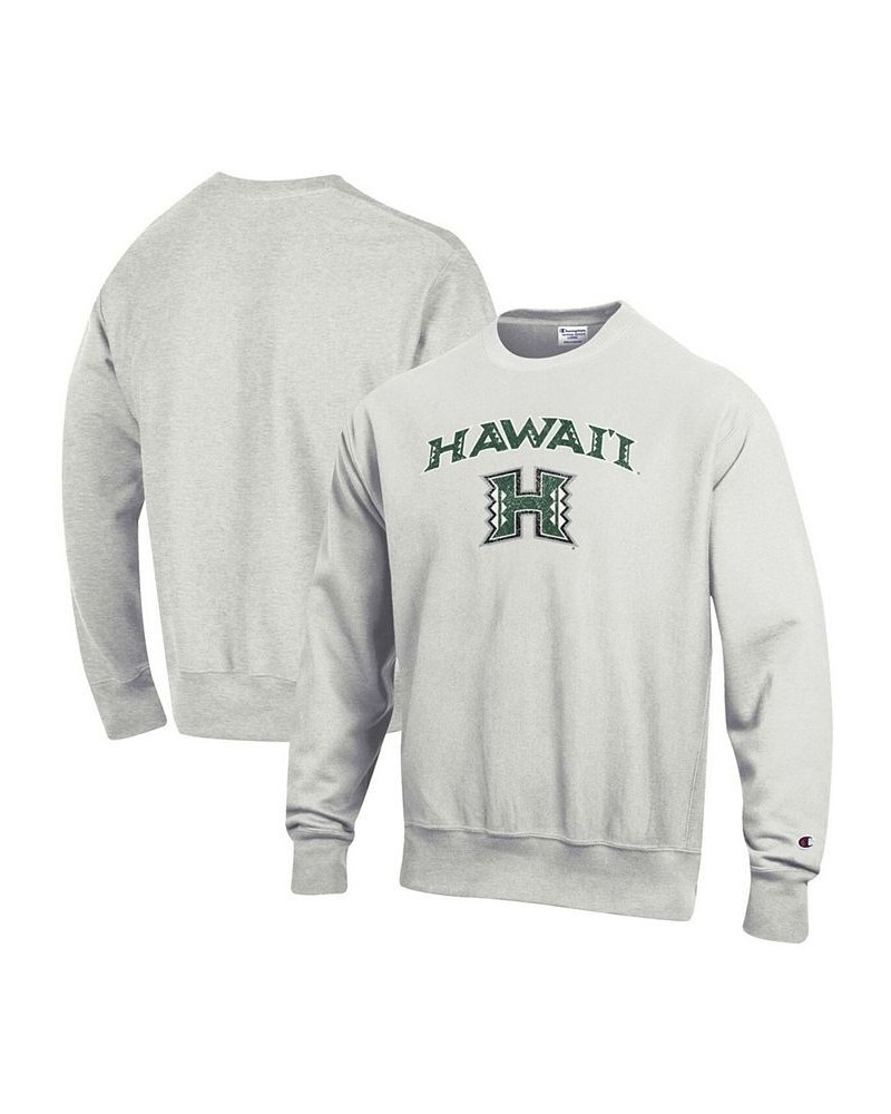 Men's Gray Hawaii Warriors Arch Over Logo Reverse Weave Pullover Sweatshirt $46.74 Sweatshirt