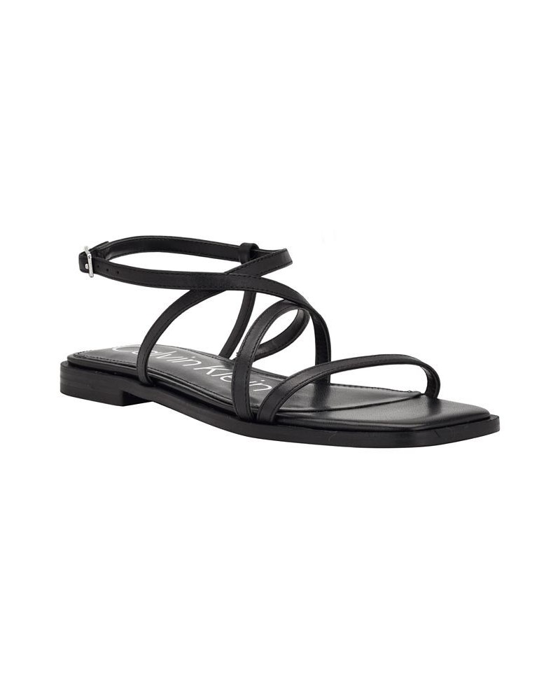 Women's Millia Casual Square Toe Flats Sandals Black $40.94 Shoes